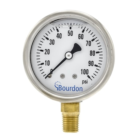 Bourdon 4 in. 0/600 PSI 1/2 in. NPT LM MAX5-D60.H27